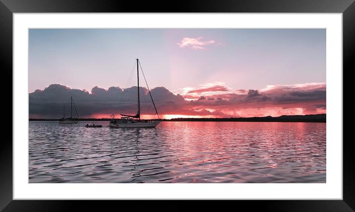 Colourful Pink Lake Sunset   Framed Mounted Print by Geoff Childs