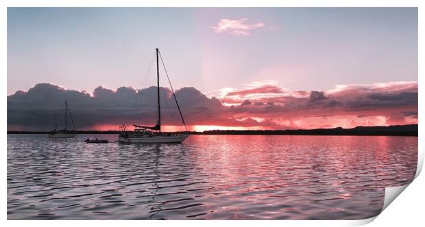 Colourful Pink Lake Sunset   Print by Geoff Childs