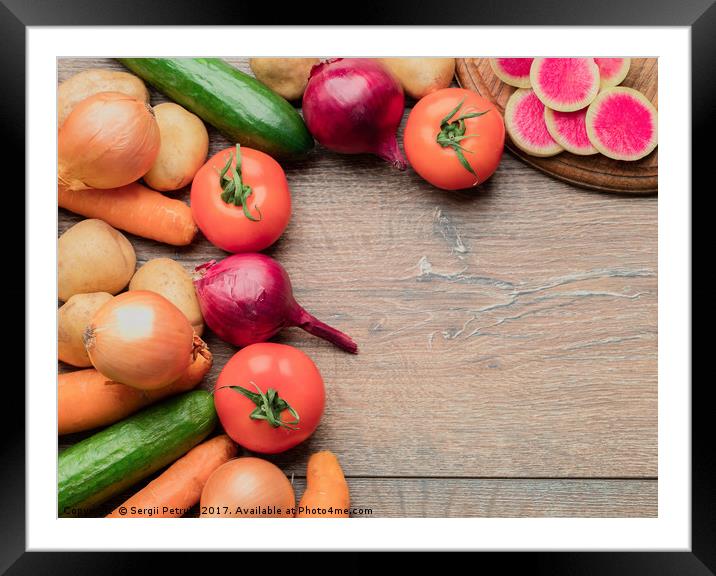 Set of fresh vegetables for a healthy cooking on w Framed Mounted Print by Sergii Petruk