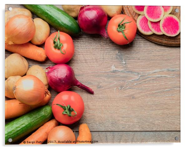 Set of fresh vegetables for a healthy cooking on w Acrylic by Sergii Petruk