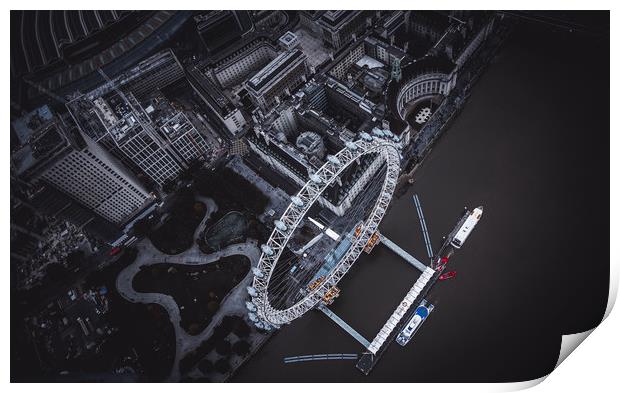 London Eye from Above Print by Adam Payne