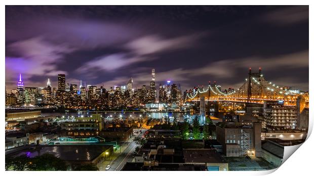 Manhattan Skyline at Night Print by Paul Mirfin