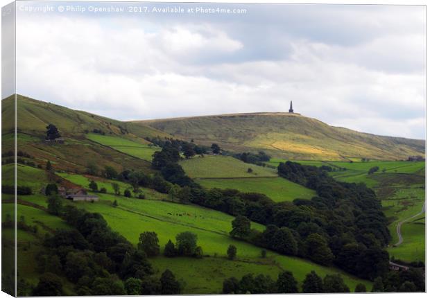 stoodley pike monument in west yorkshire landscape Canvas Print by Philip Openshaw