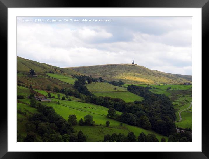 stoodley pike monument in west yorkshire landscape Framed Mounted Print by Philip Openshaw
