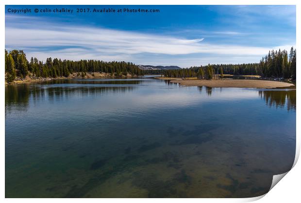  View from the Fishing Bridge over the Yellowstone Print by colin chalkley