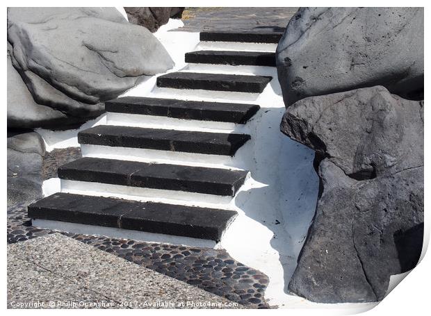 black stone steps Print by Philip Openshaw