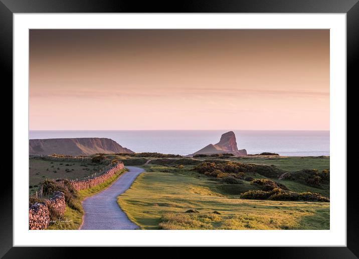 Worms Head Evening Glow Framed Mounted Print by Mark Fender