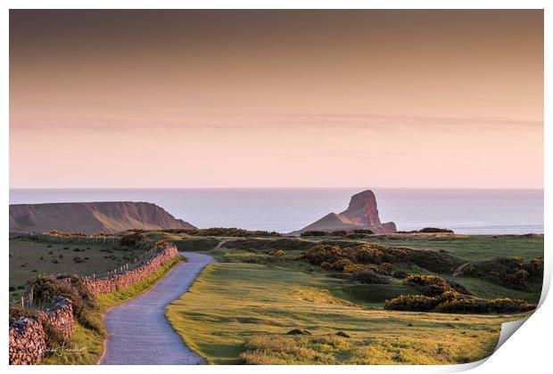 Worms Head Evening Glow Print by Mark Fender