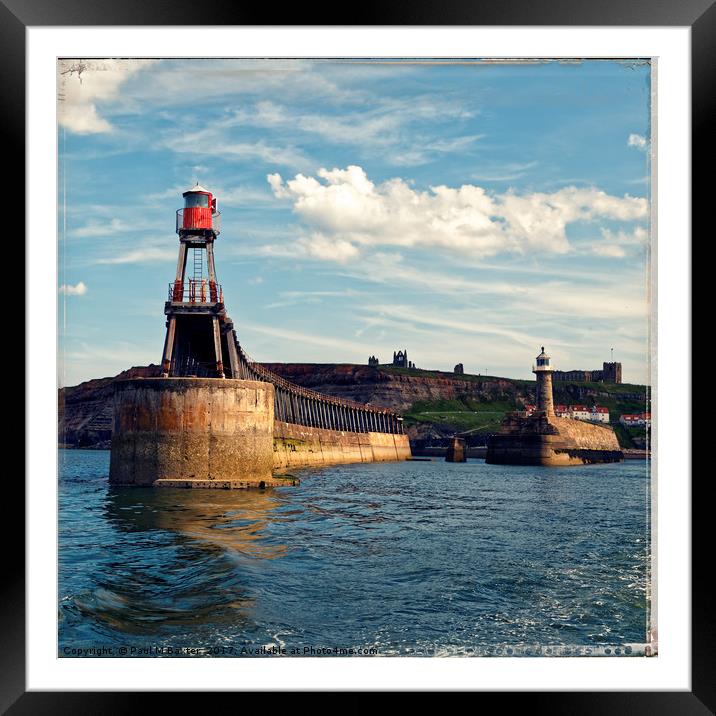 Whitby Harbour Approach Framed Mounted Print by Paul M Baxter