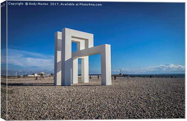 Structure On The Beach In Le Havre, France Canvas Print by Andy Morton