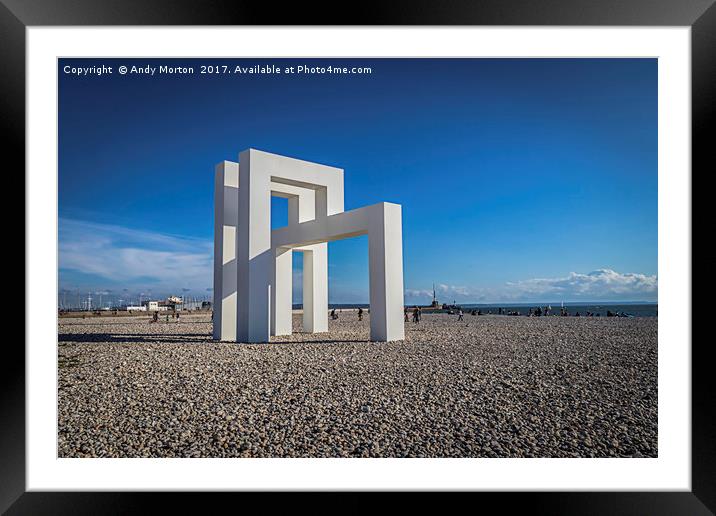 Structure On The Beach In Le Havre, France Framed Mounted Print by Andy Morton