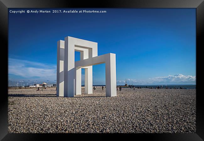 Structure On The Beach In Le Havre, France Framed Print by Andy Morton