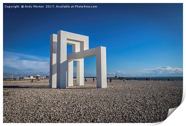 Structure On The Beach In Le Havre, France Print by Andy Morton