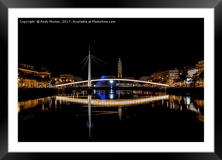 Bassin du Commerce At Night In Le Havre, France. Framed Mounted Print by Andy Morton