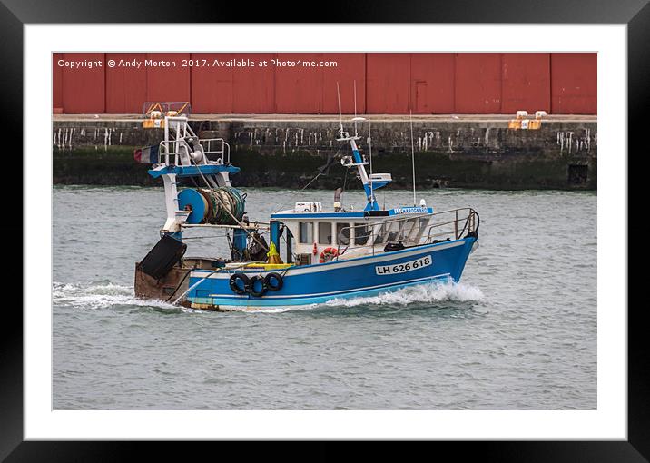 Le Charognard Fishing Boat In Le Havre, France Framed Mounted Print by Andy Morton