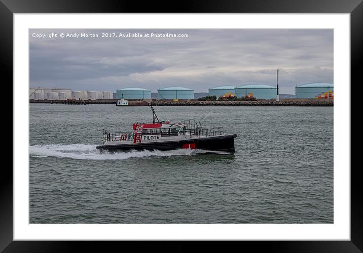 Pilote Boat In The Harbour In Le Havre, France. Framed Mounted Print by Andy Morton