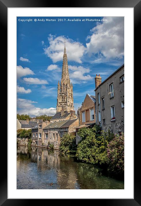 The Church In The Old Town Of Harfleur, France Framed Mounted Print by Andy Morton