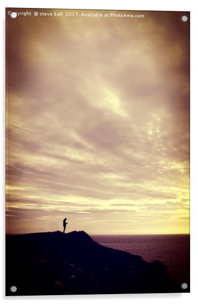 Pennard Cliffs sunset Acrylic by steve ball