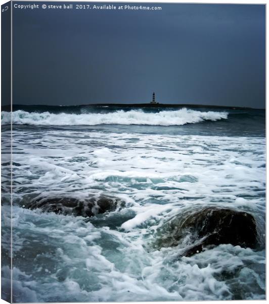 Coastal storm, Menorca Canvas Print by steve ball
