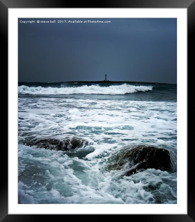 Coastal storm, Menorca Framed Mounted Print by steve ball