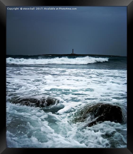 Coastal storm, Menorca Framed Print by steve ball