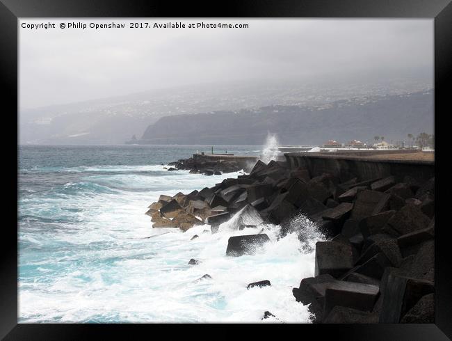 dramatic surf and waves at puerto cruz Framed Print by Philip Openshaw