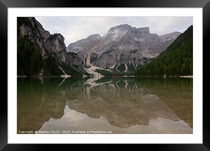 Lago di Braies Framed Mounted Print by Stephen Taylor