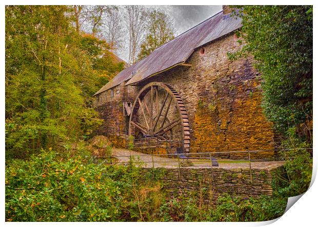 The Water Wheel at Dyfi Furnace. Print by Colin Allen