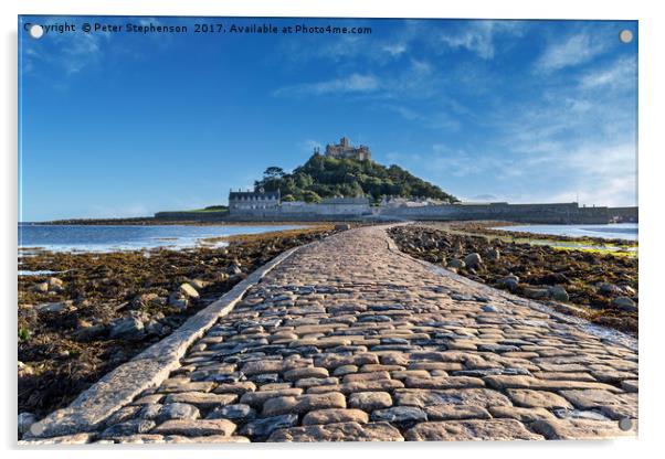 Causway to St Micheal's Mount  Acrylic by Peter Stephenson