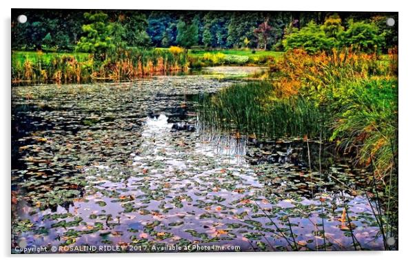 " Autumn Leaves on the lake" Acrylic by ROS RIDLEY