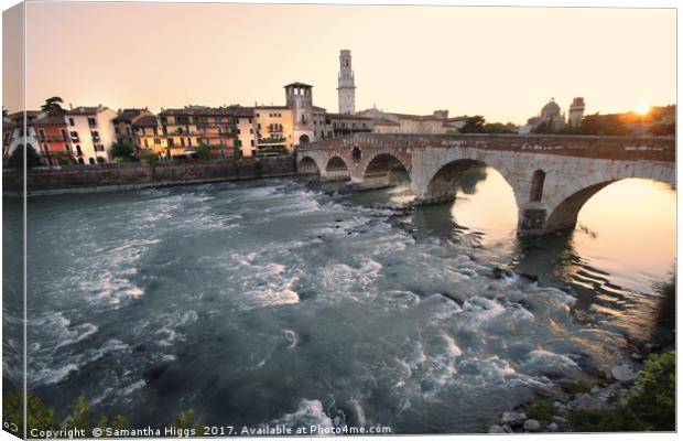 Roman Bridge - Verona Canvas Print by Samantha Higgs