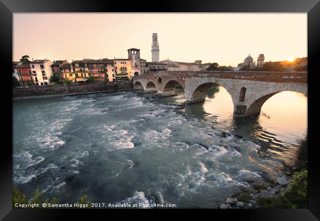 Roman Bridge - Verona Framed Print by Samantha Higgs