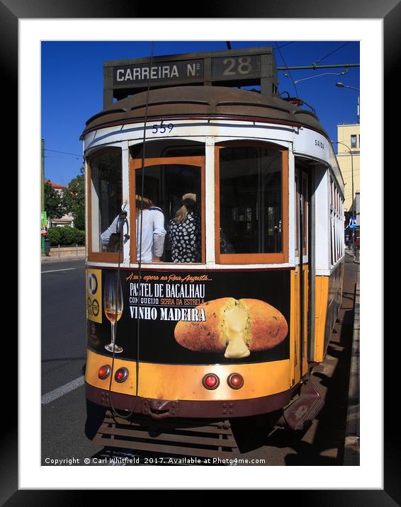 Lisbon Number 28 Tram Framed Mounted Print by Carl Whitfield