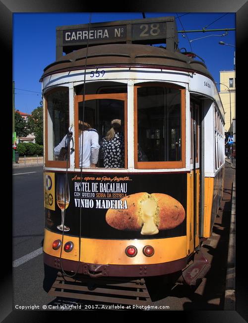 Lisbon Number 28 Tram Framed Print by Carl Whitfield