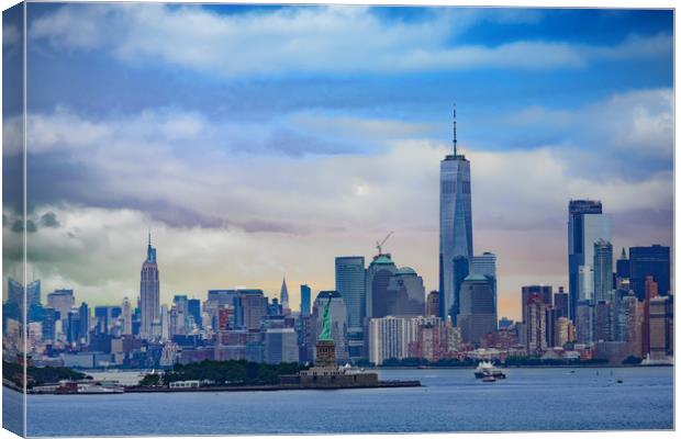 Statue of Liberty and Manhattan Canvas Print by Darryl Brooks