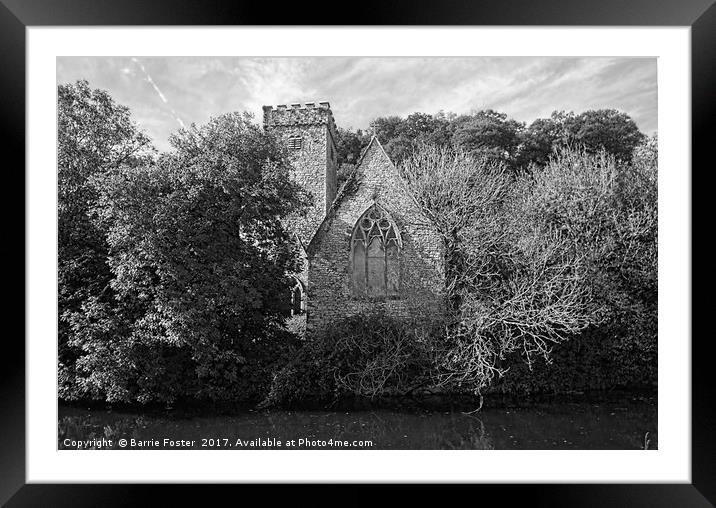 THE CHURCH OF ST AIDAN, LLAWHADEN: Mono Framed Mounted Print by Barrie Foster
