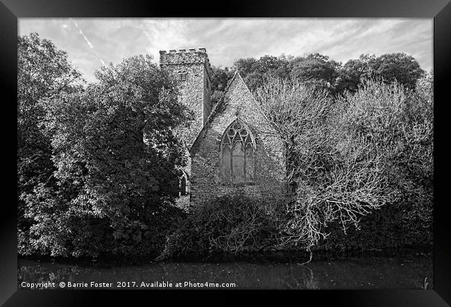THE CHURCH OF ST AIDAN, LLAWHADEN: Mono Framed Print by Barrie Foster