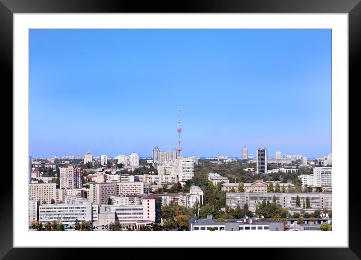TV tower at noon time against the blue autumn sky Framed Mounted Print by Sergii Petruk