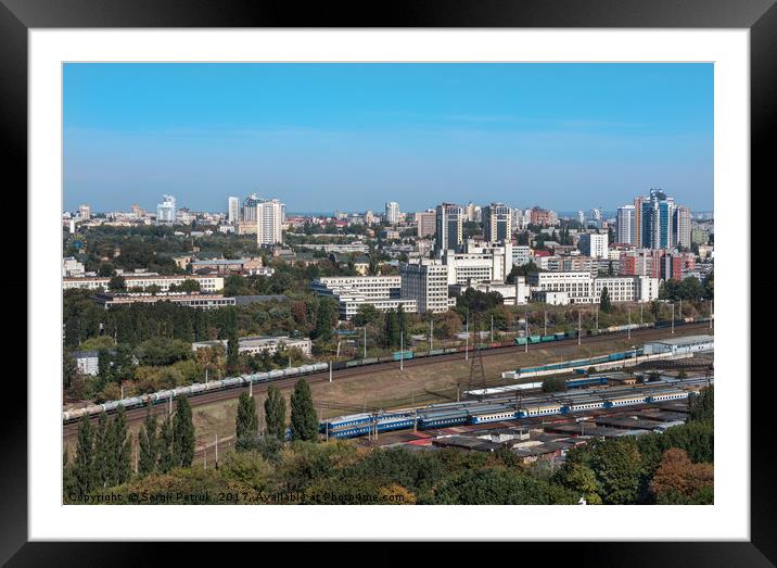 Kiev, Ukraine, cityscape, view of the railway junc Framed Mounted Print by Sergii Petruk
