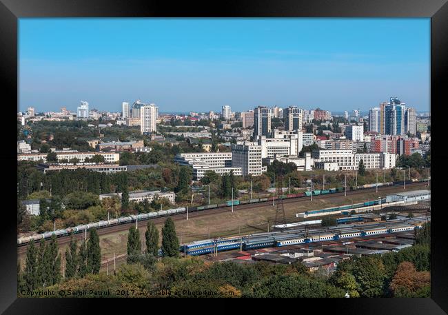 Kiev, Ukraine, cityscape, view of the railway junc Framed Print by Sergii Petruk
