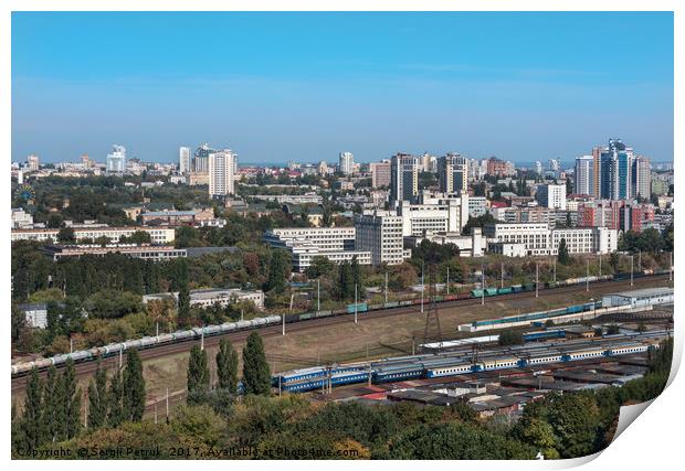 Kiev, Ukraine, cityscape, view of the railway junc Print by Sergii Petruk