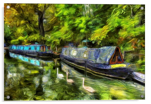 Little Venice London Van Gogh Acrylic by David Pyatt