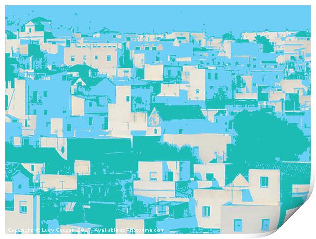 Vejer houses Print by Lucy Cooper