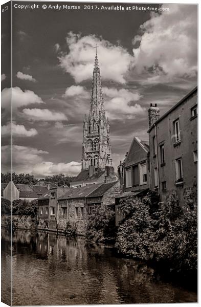 The Church In The Old Town Of Harfleur, France Canvas Print by Andy Morton