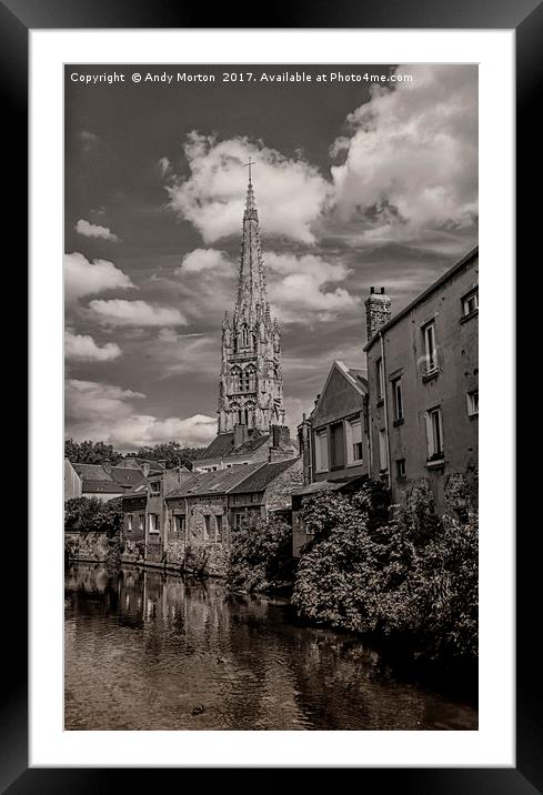 The Church In The Old Town Of Harfleur, France Framed Mounted Print by Andy Morton