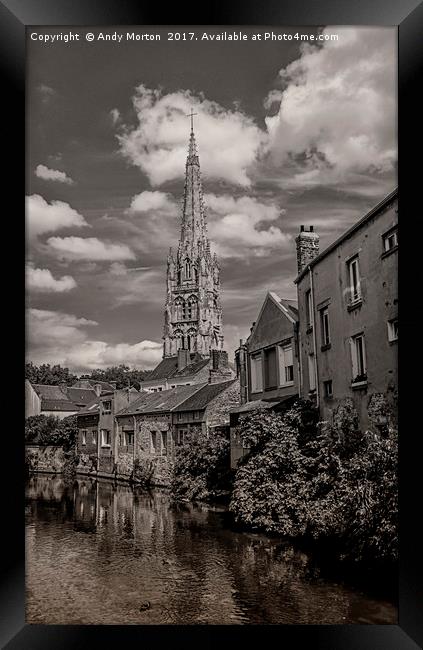 The Church In The Old Town Of Harfleur, France Framed Print by Andy Morton