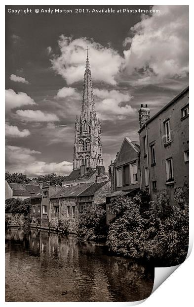 The Church In The Old Town Of Harfleur, France Print by Andy Morton