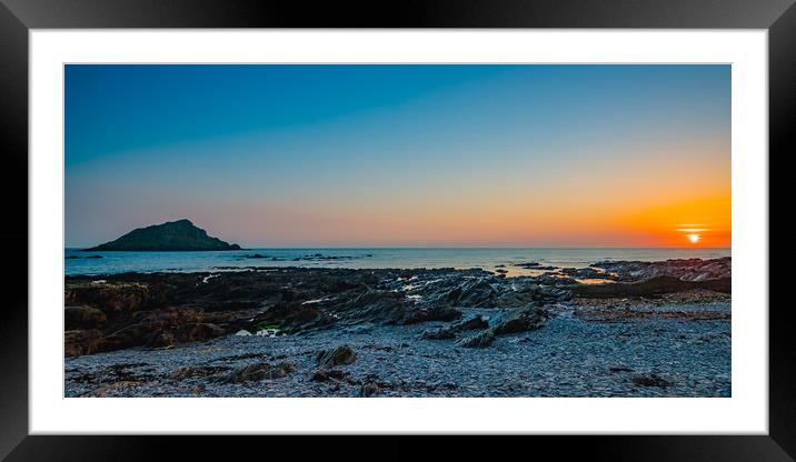 Wembury Sunset-2 Framed Mounted Print by David Martin