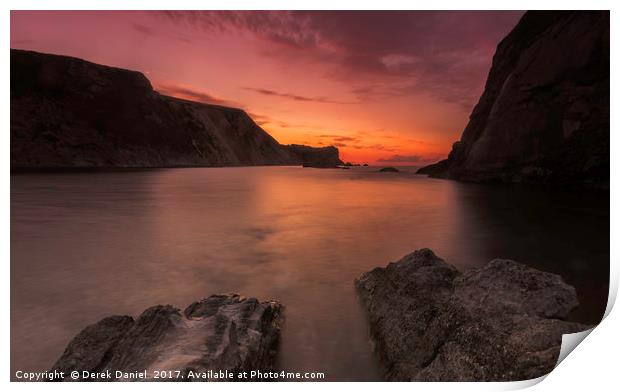 Man O'War Bay Sunrise, Dorset Print by Derek Daniel