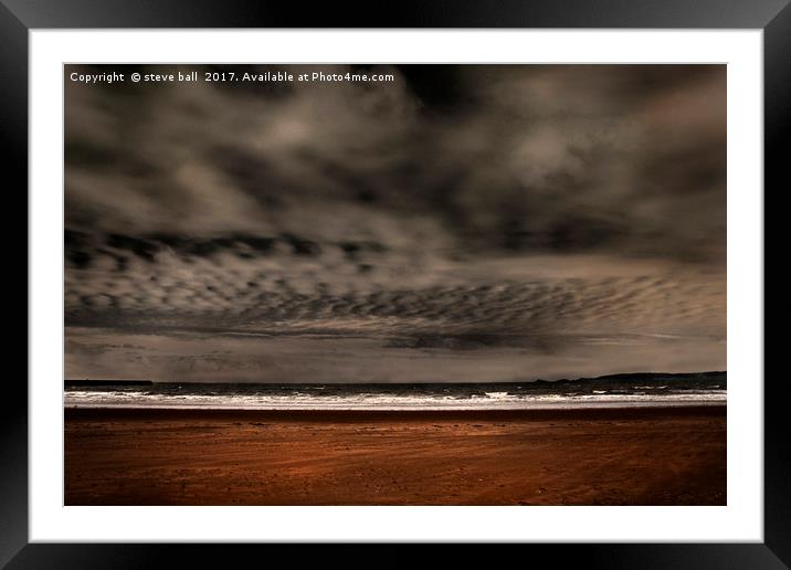 Dark clouds over Swansea Bay Framed Mounted Print by steve ball